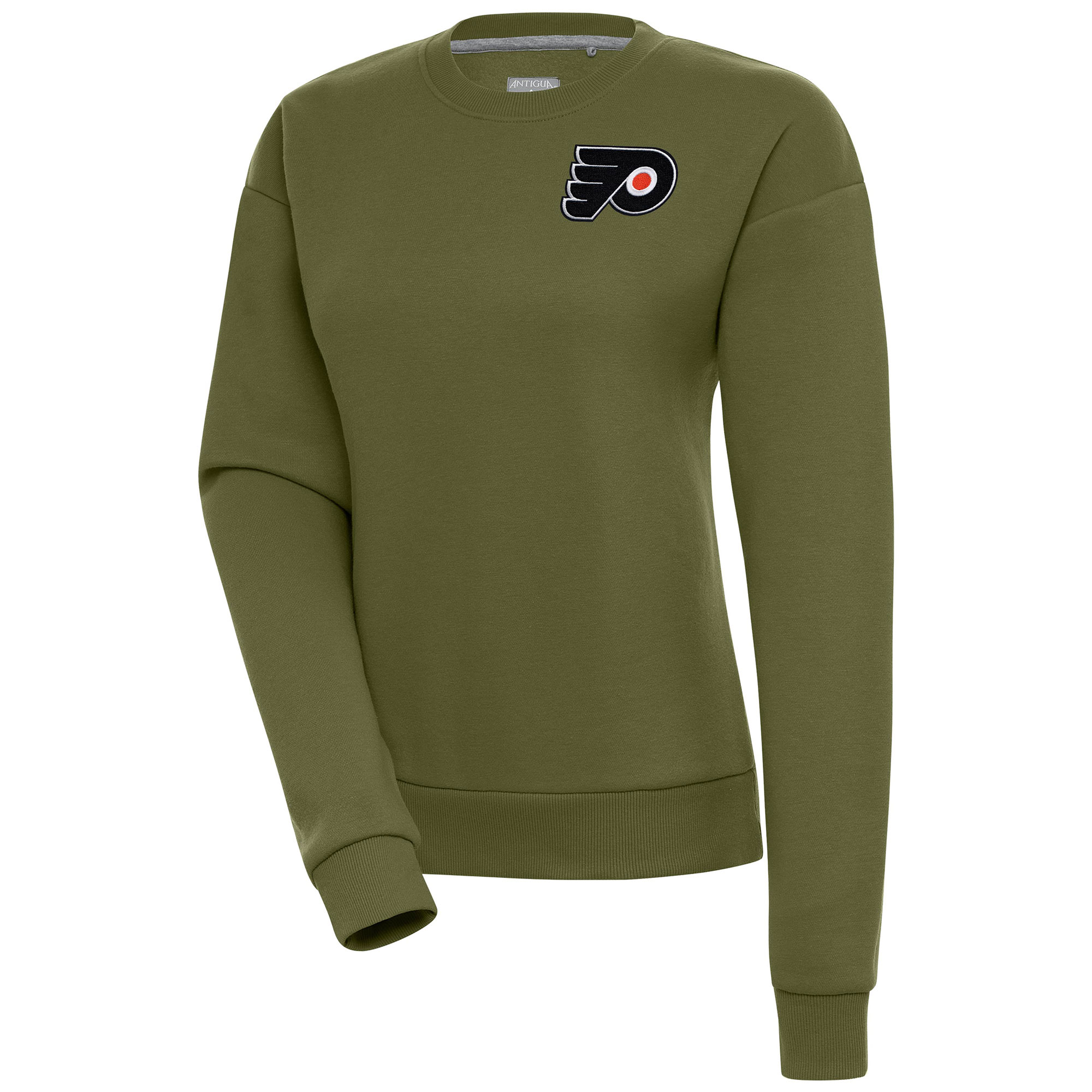 Women's Antigua Olive Philadelphia Flyers Victory Pullover Sweatshirt